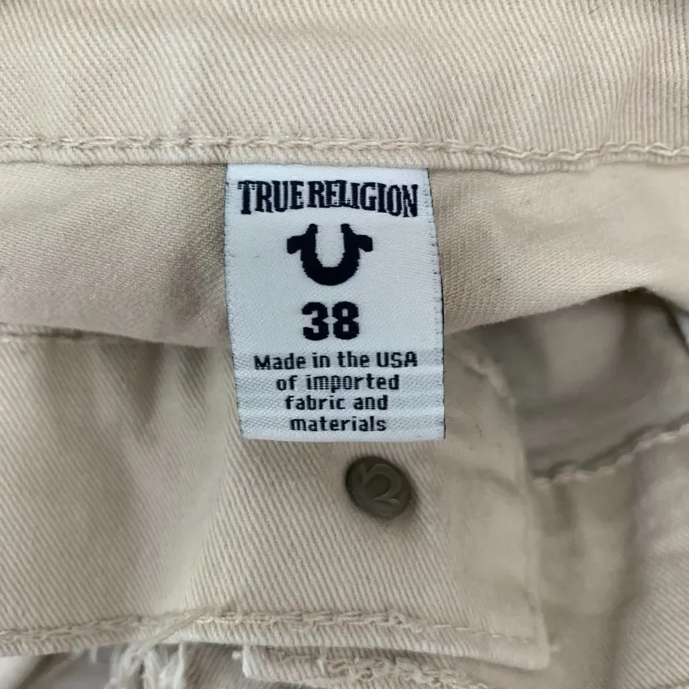 True Religion Geno Relaxed Slim Cream Pants 38 Waist 40 Length 33